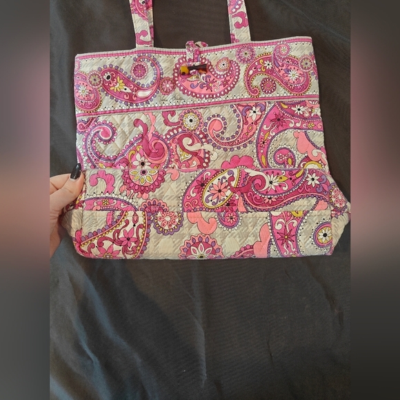 🤍Vera Bradley Pink Paisley Gray Medium Tote Bag - Picture 3 of 6